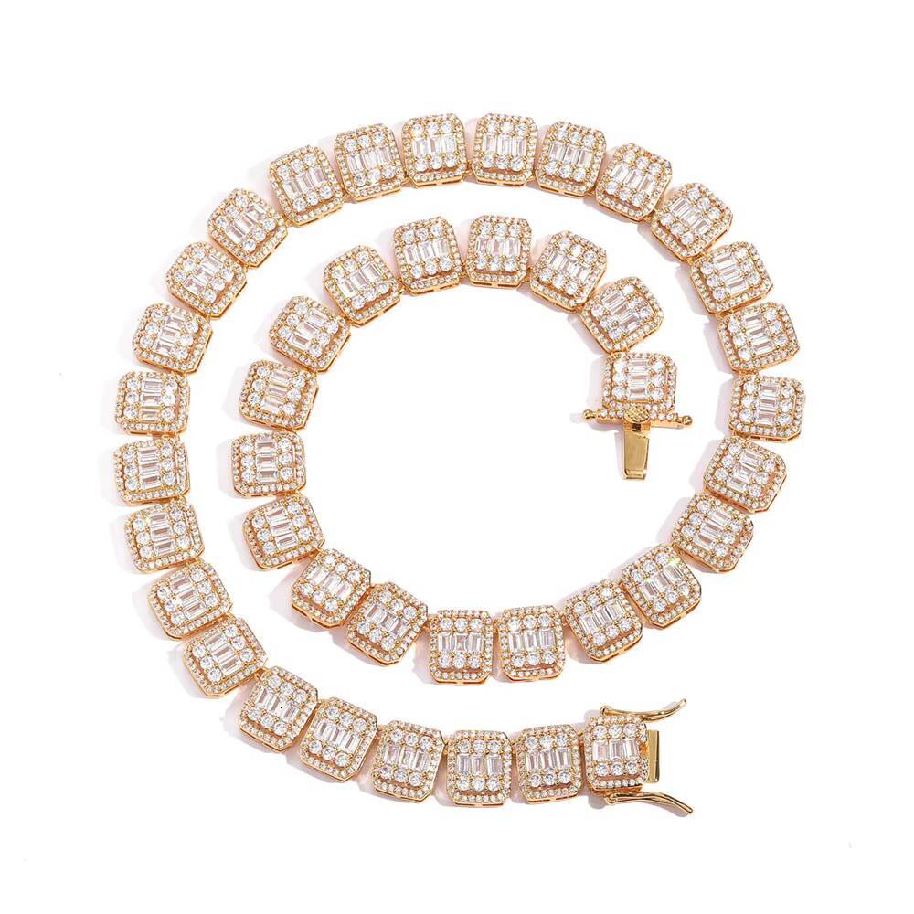 NUOYA Custom Clustered Tennis Chain Necklace for Men and Women Hip Hop Jewelry Mixed With Moissanite Stones Charm Necklace Gift