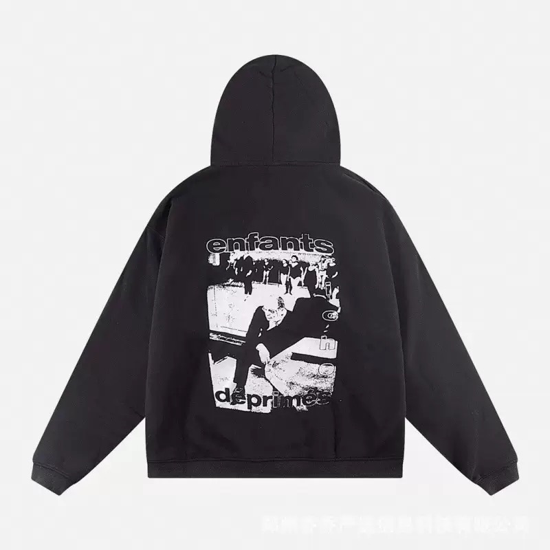 Men's Plus Size Hoodies Men Women Wine Red Vintage Damaged Hole Hoodie Best Quality Oversized Classic Pullovers Hooded