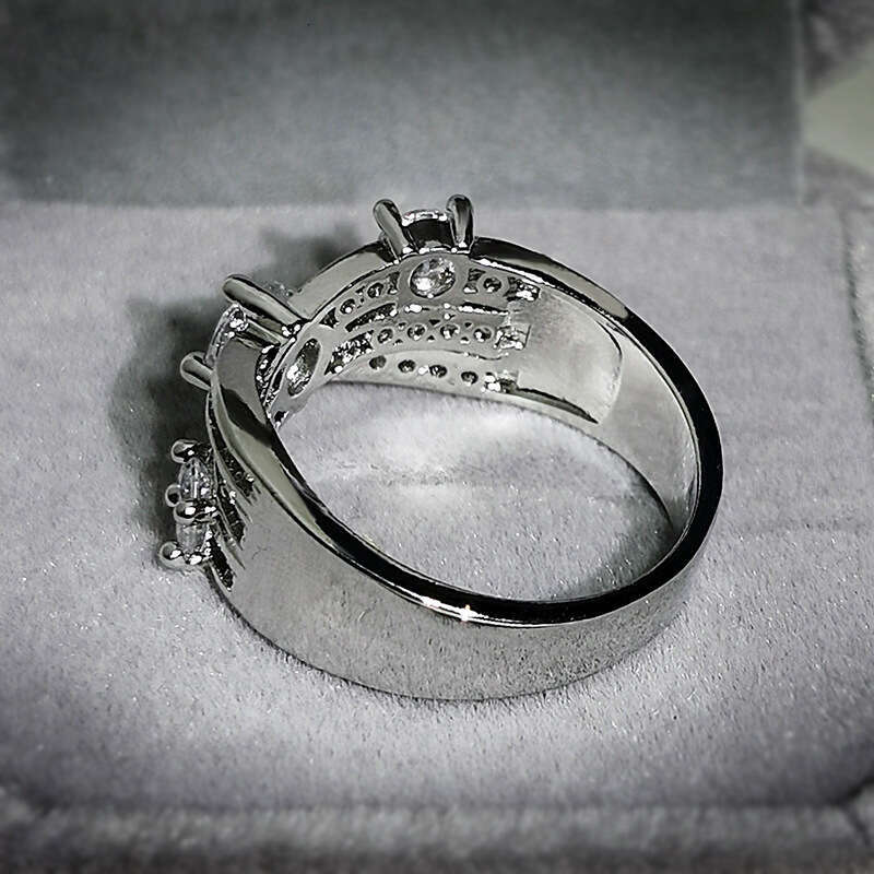 Flower Best-selling Electroplated Real Gold 5A Zircon Women's Party Wedding Ring