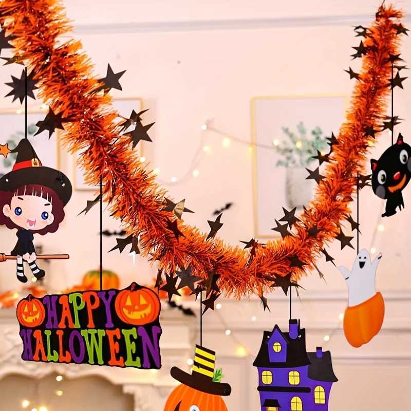 1pc 787in Halloween Decorative Streamers Festival Garland Pumpkin and Spider Theme Decor for Halloween and Christmas Parties C250919