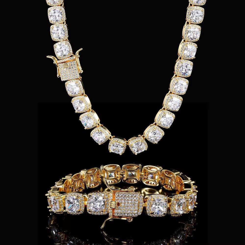 Hip Hop Men Necklace Jewelry Diamond Choker Moissanite Tennis Chain Iced Out Necklace