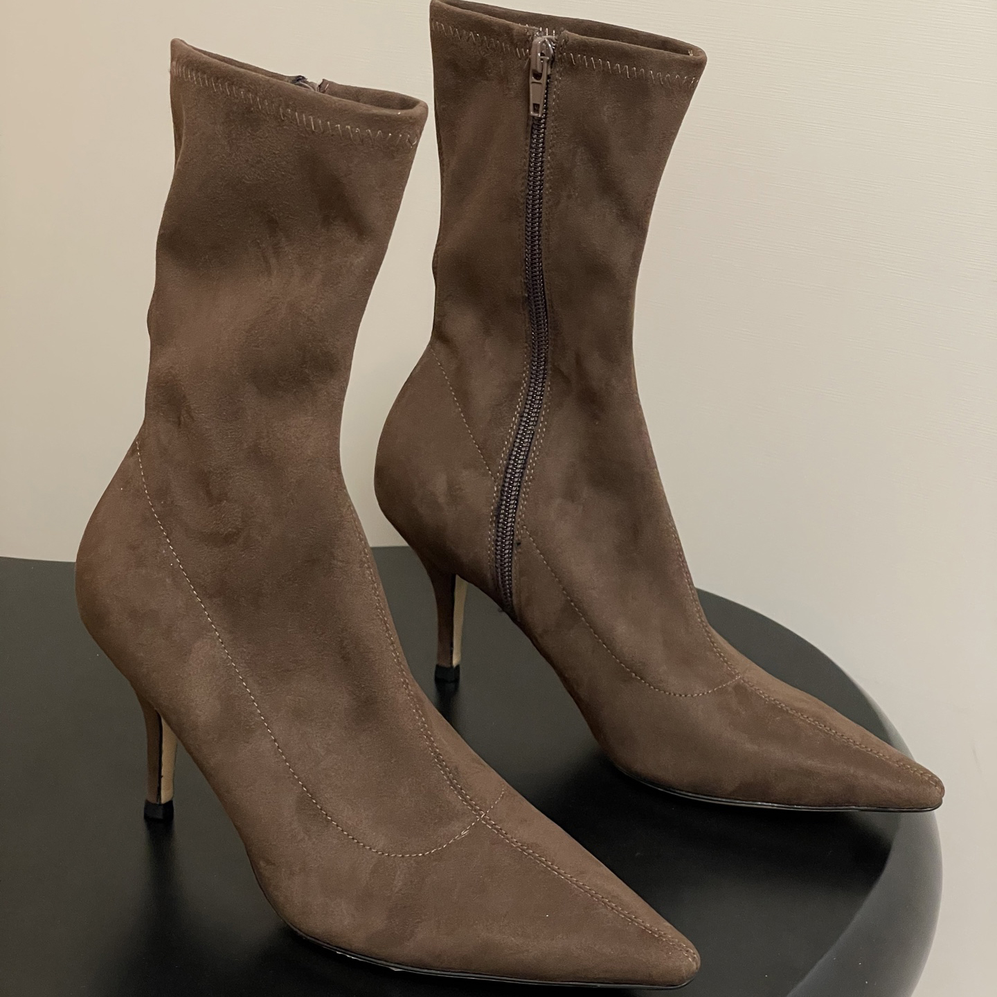 12A Designer Women Boots Heel Elastic ankle boots, kitten heel long boots Pointed-toe suede high heels Genuine Leather soles 3cm/8.5cm fashion heel size 35-41 with box