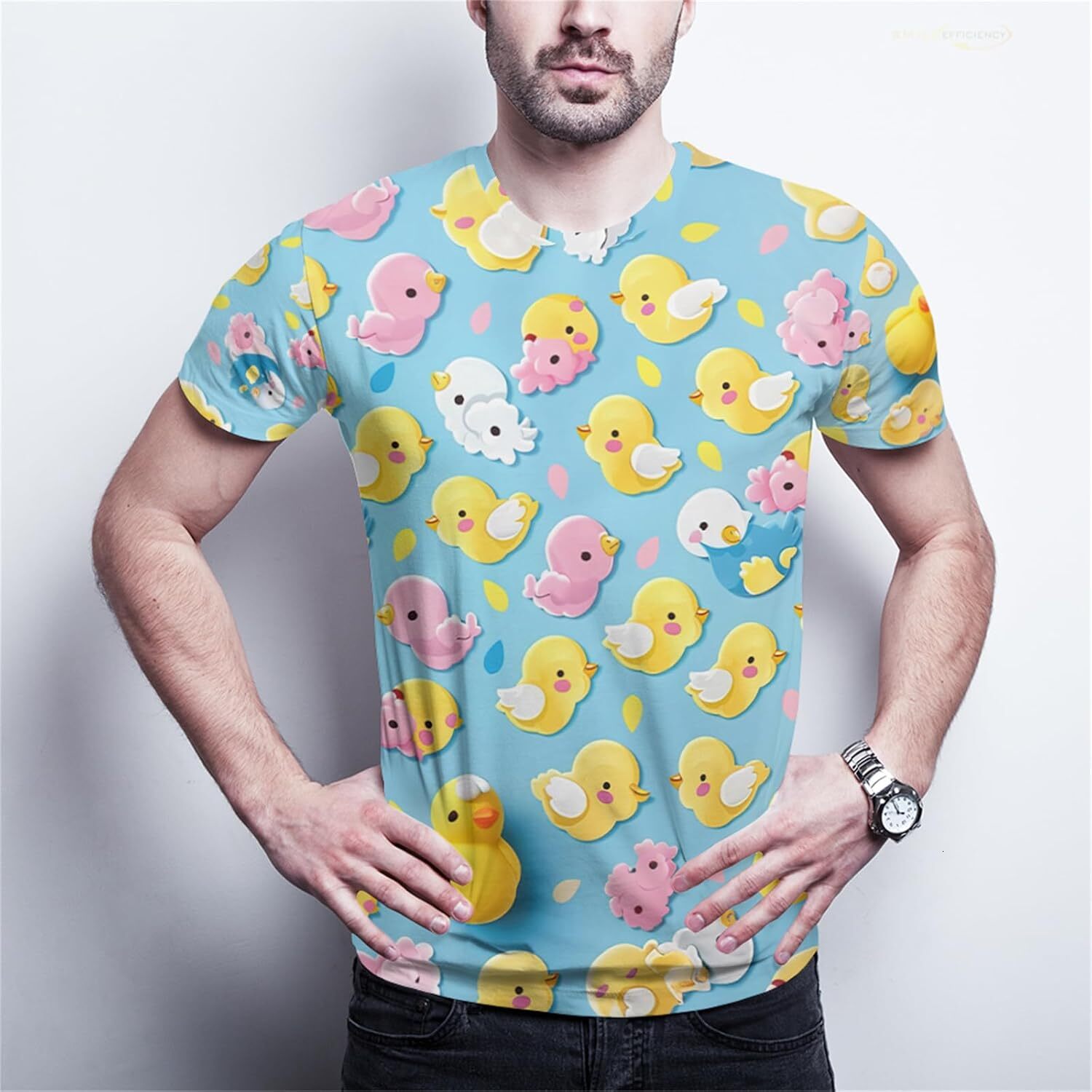 Mens T shirt Cute Rubber Duck T Shirt for Men 3D Printed Colorful Ducklings Animal Pattern Casual Tees Breathable Short Sleeve Top-XL T-Shirt Shirts T