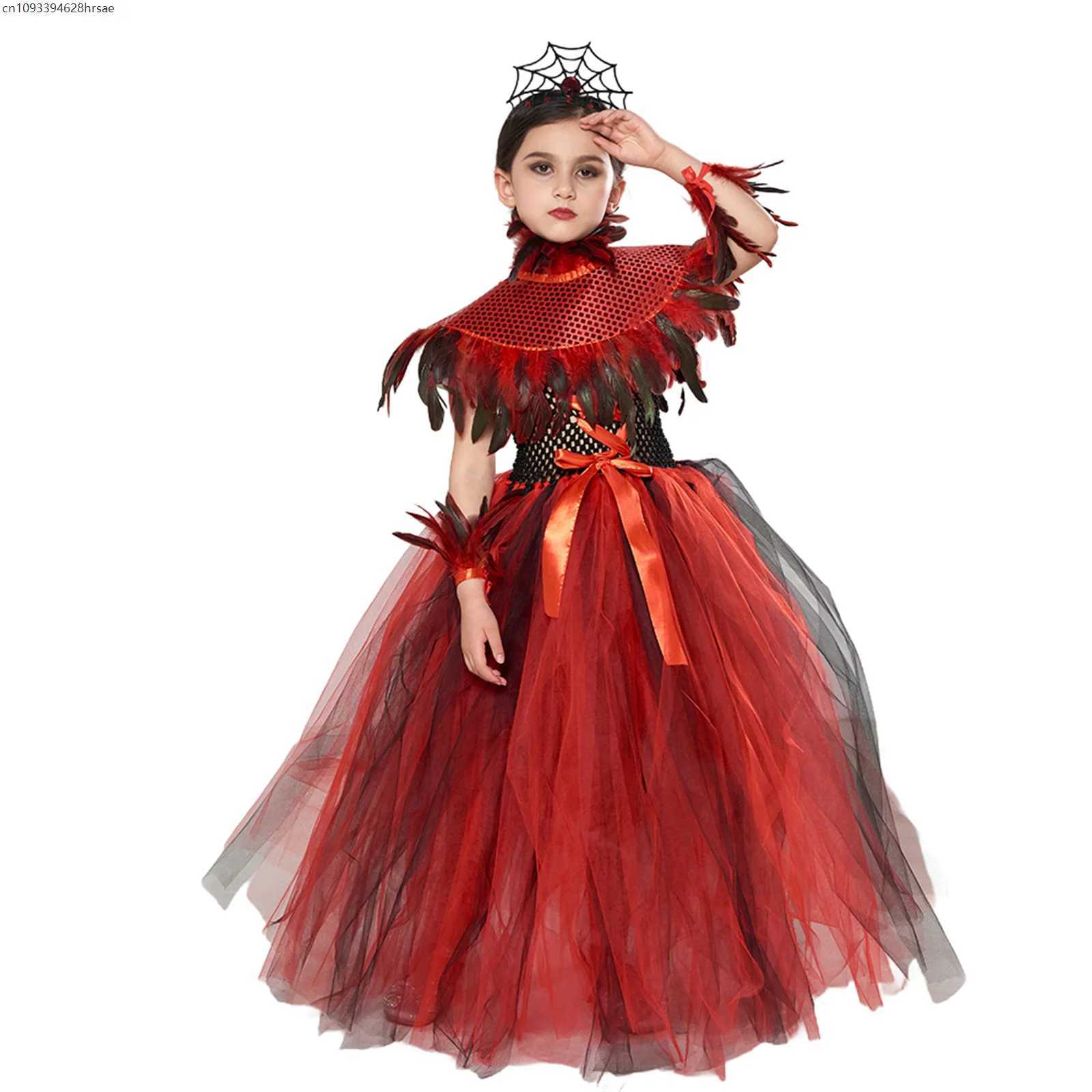 Girls Gothic Demon Evil Queen Vampire Carnival Party Cosplay Clothes children Witch Tutu Long Dress Halloween Disguise Costume L250918