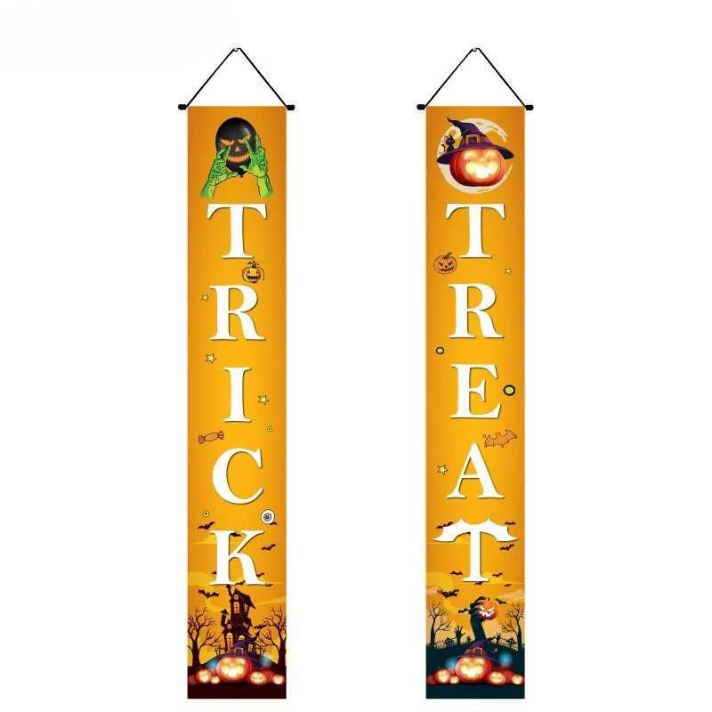 Halloween Hanging Door Curtain Skeleton Banner Happy Halloween Party Porch Sign For Home Party Decor Halloween Decorations 2025 C250919