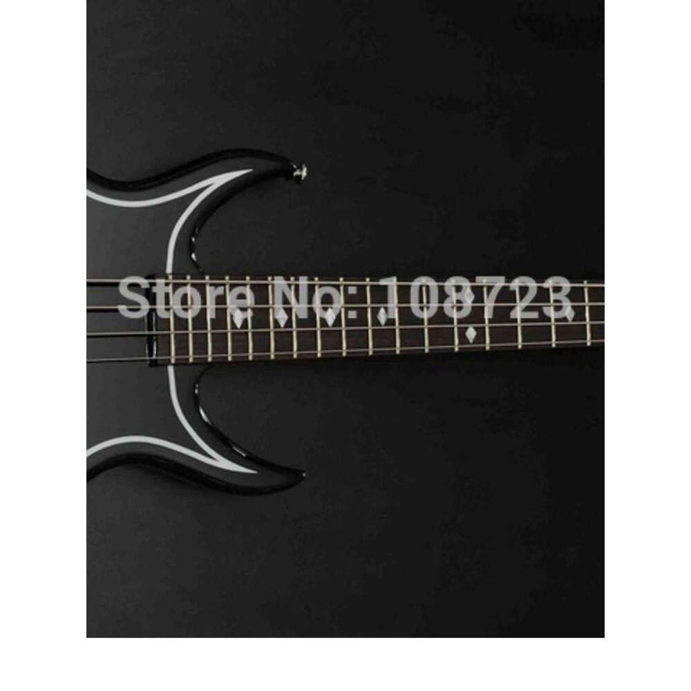 Rare Electric Guitar Gene Simmons Punisher 4 Strings Black Electric Bass Guitar Mahogany Body Maple Neck Rosewood Fingerboard