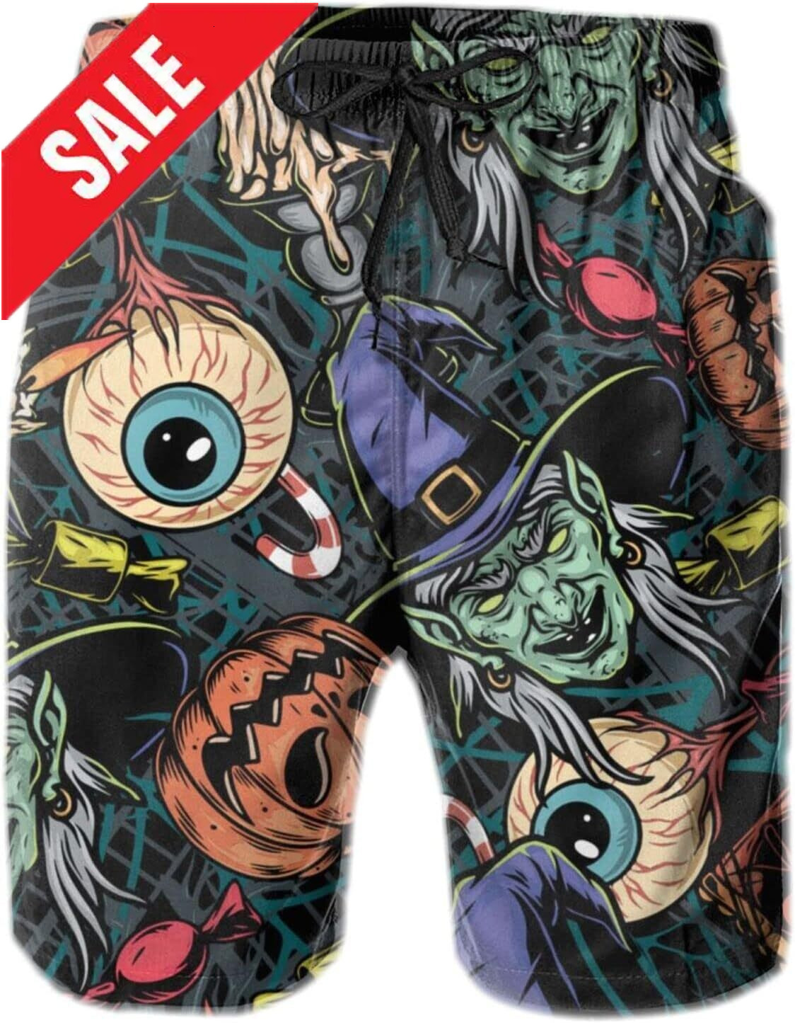 Mens shorts 3D printing pattern Halloween Scary Witch Mens Swim Trunks Quick Dry Swim Shorts Casual Beach Board Shorts Swimwear 2025
