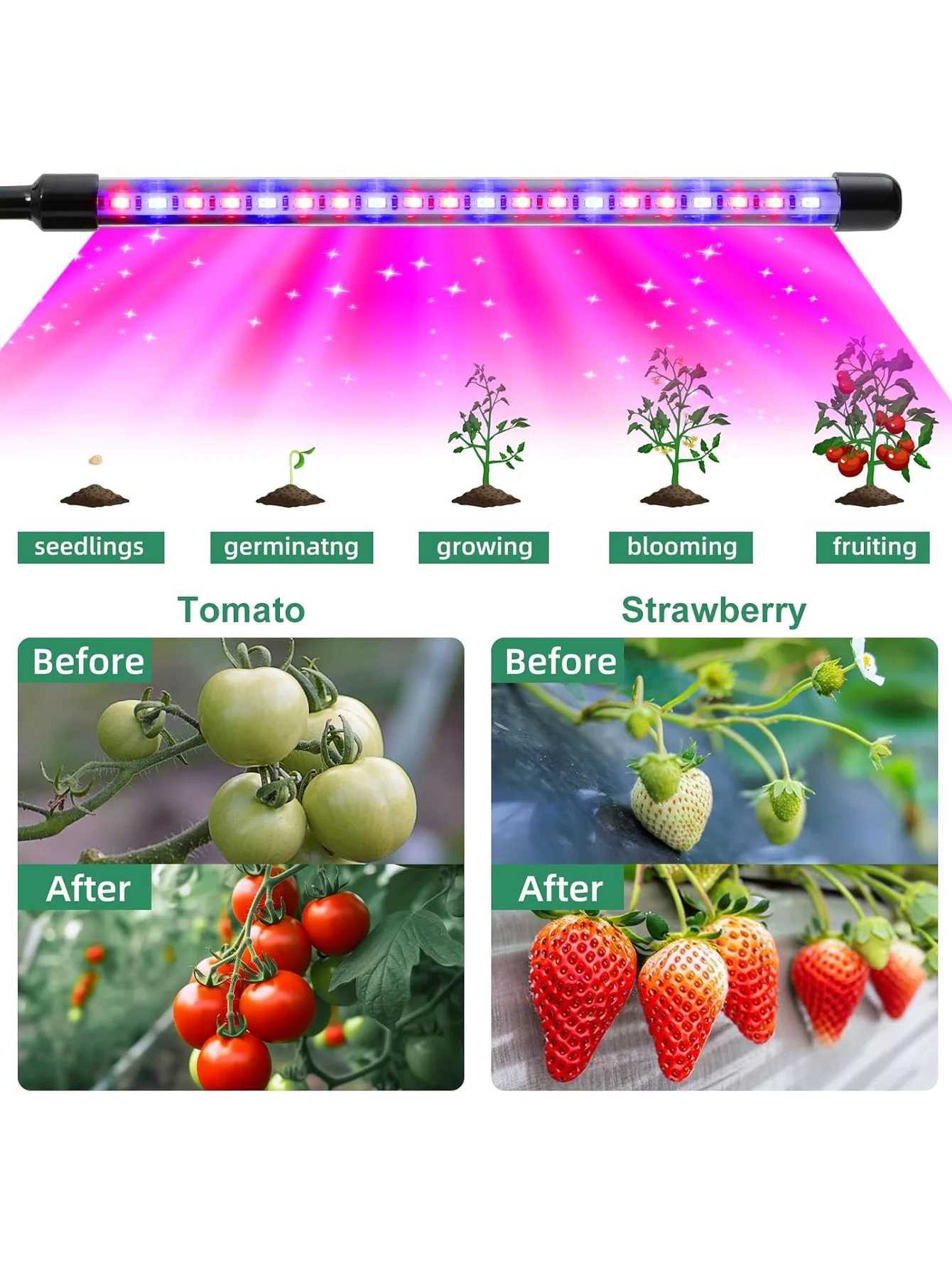 Indoor plant growth lamp LED plant growth lamp fullspectrum 4 heads 3 lighting modes suitable for large flowering plants C250919