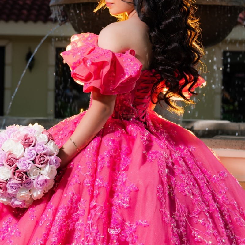 Rose Red Shiny Quinceanera Dresses Off The Shoulder Applique Lace Beads Tull Party Birthday Sweet 16 Dress Vestidos De 15 Anos