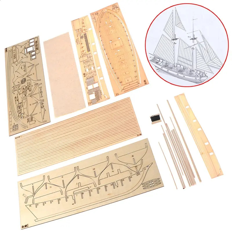 1100 Wooden Kit DIY Assembling Building Kits Ship Model Wooden Sailboat Toy Sailing Model Assembled 250918