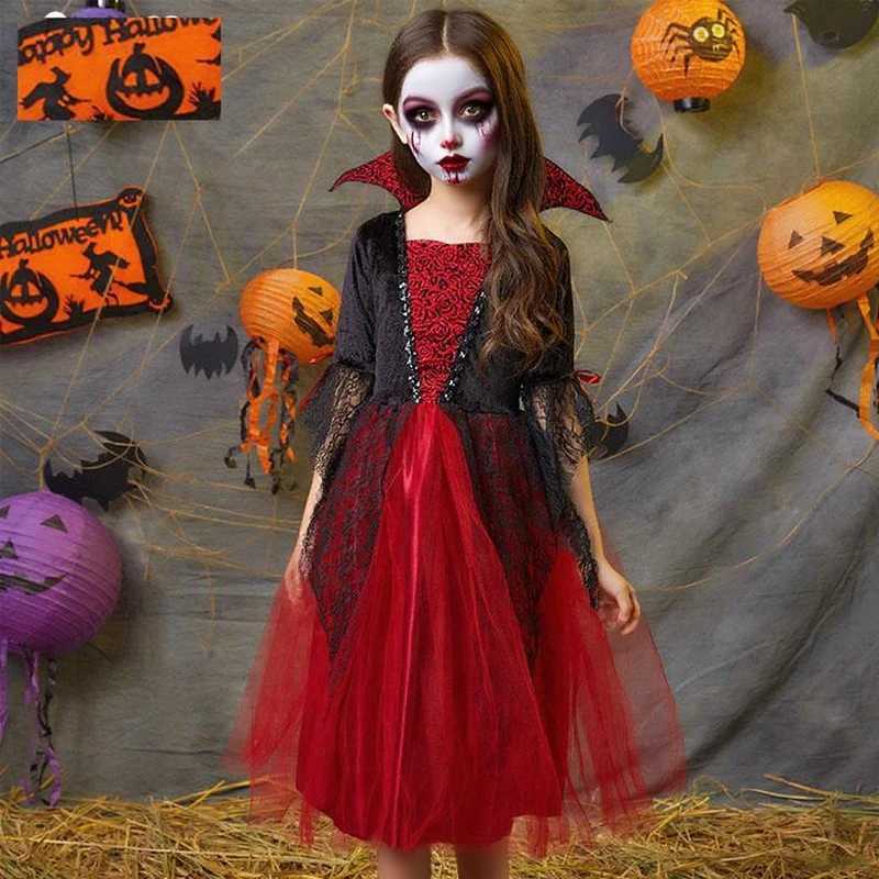 Girl Vampire Halloween Dress for Kid Ghost Bride Gothic Cosplay Vampire Costume Dress for Kids Carnival Outfit Black Red Clothes L250918