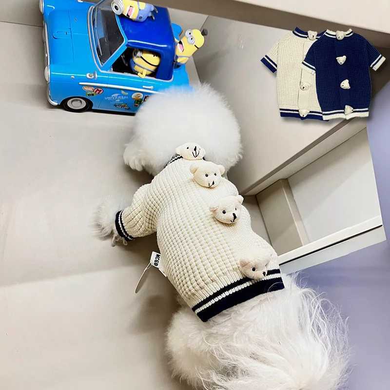 Pet Bear Sweater Dog Bottom Sweater Cute Teddy Maltese Yorkshire Small Dog AutumnWinter Splice Simple Bear Sweater Cat Clothes S25911