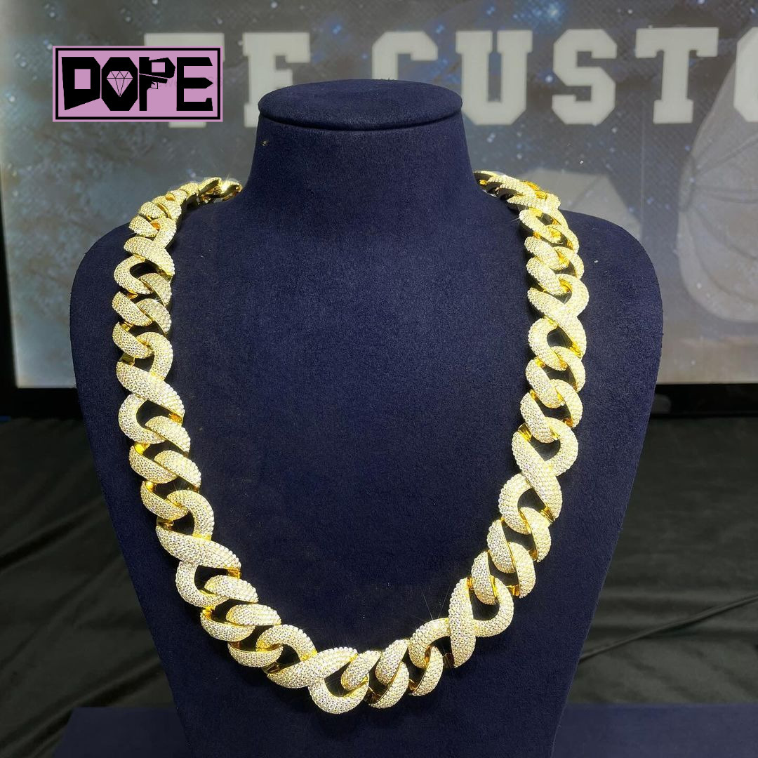Fine Jewelry Cuban Chain Infinity Necklace Hip Hop 925 Sliver Gold Plated Vvs Iced Out Moissanite Cuban Chain