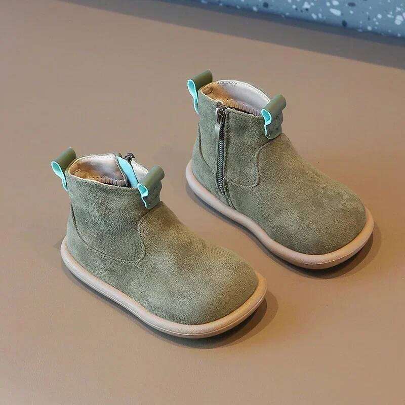 Autumn Winter Baby Boys Girls Oxford Suede Children Casual Outdoor Anti-slip Infant Shoes Plush Kids Ankle Boots