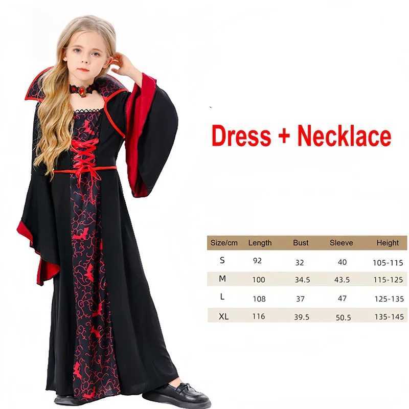 Scary Vampire Costume for Girls Halloween Costume Medieval Queen Carnival Dress Up Party Mujer Childrens Performance Clothing L250918
