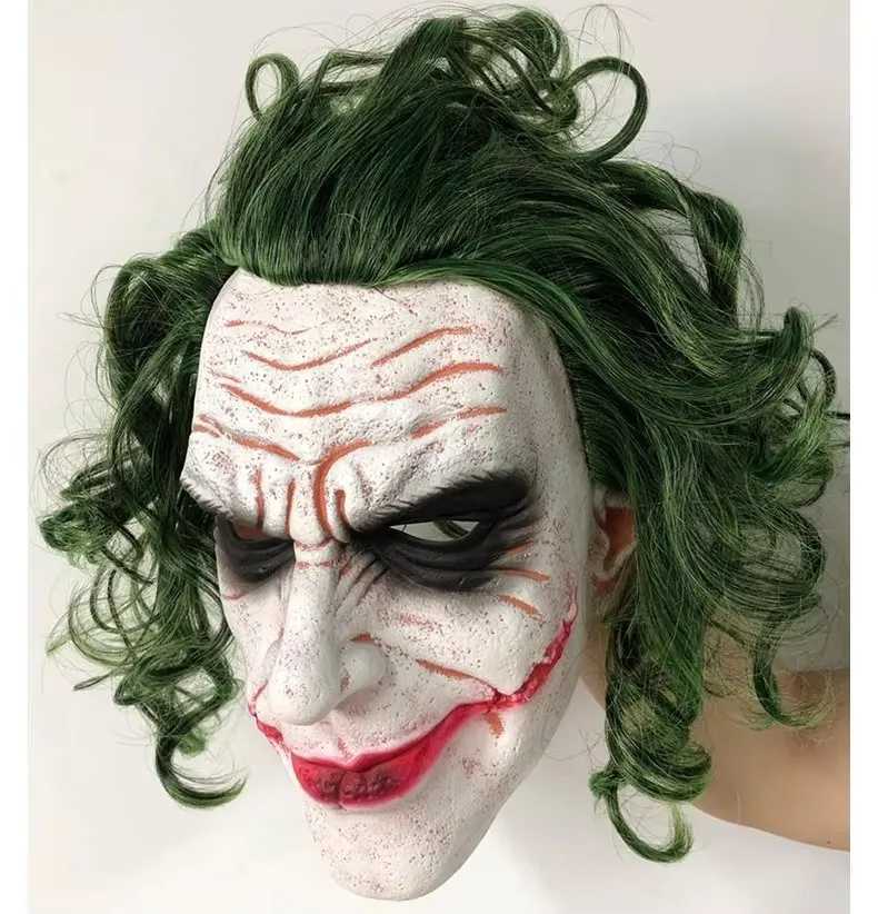 The Dark Knight Joker Cosplay Mask Halloween Party Unisex Adult Latex Mask Head Cover Party Performance Stage Props L250918
