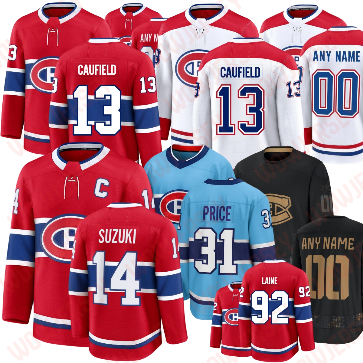 #13 Cole Caufield montreal hockey jersey #14 Nick Suzuki Lane Hutson Juraj Slafkovsky canadians jersey Ivan Demidov Patrik Laine Noah Dobson Arber Xhekaj jersey