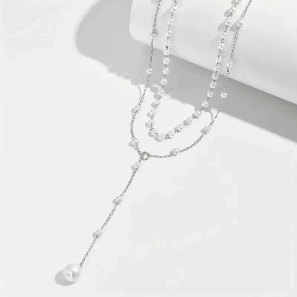 2025 Korean Pearl Double Layered Choker Big Ball Bead Pendant Tassel Necklace for Women Sexy Fashion Jewelry Gifts 250919