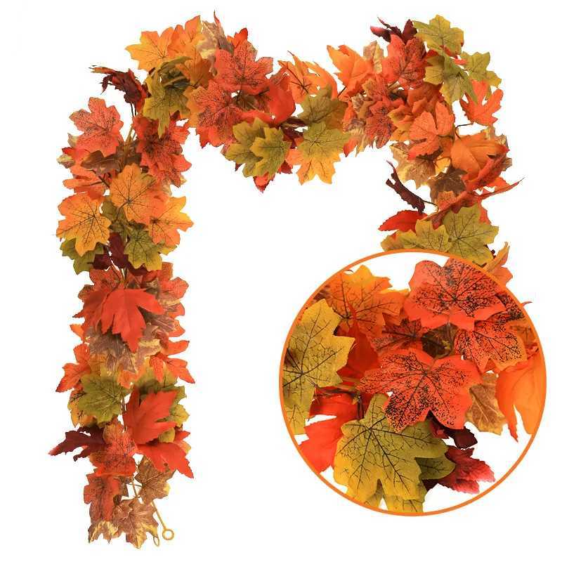 2M Fall Artificial Maple Leaf Garland Fake Fallen Leaves Autumn Decor Rattan Thanksgiving Wedding Atmosphere Autumn Decor C250919