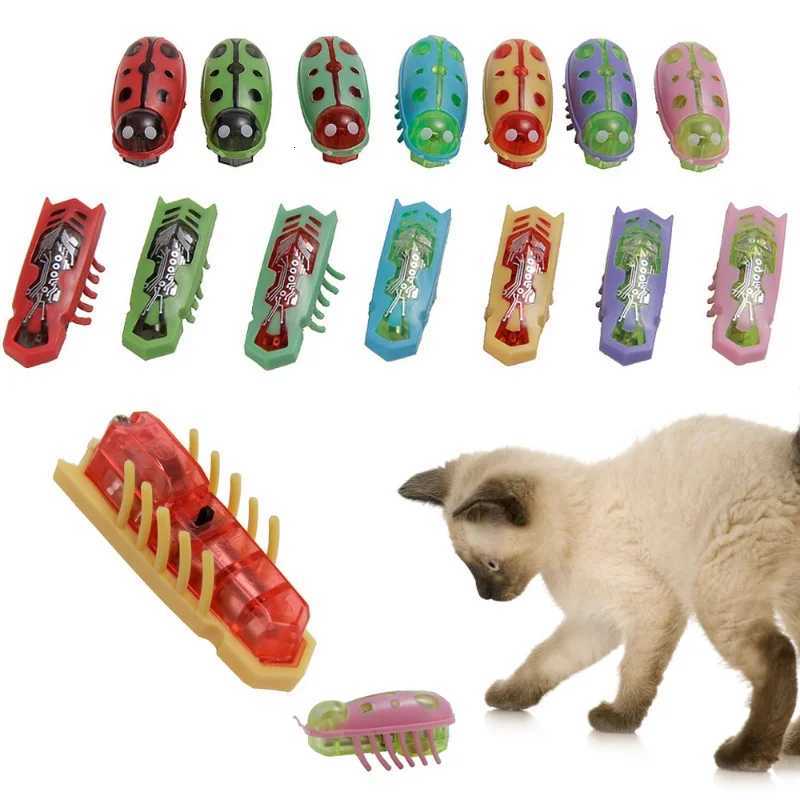 1PC Electric Bug Cat Toy Automatic Flip Battery Operated Pet Dog Beetle Playing Interactive Toy Interactive Cat Toy Pet Supplies X250918