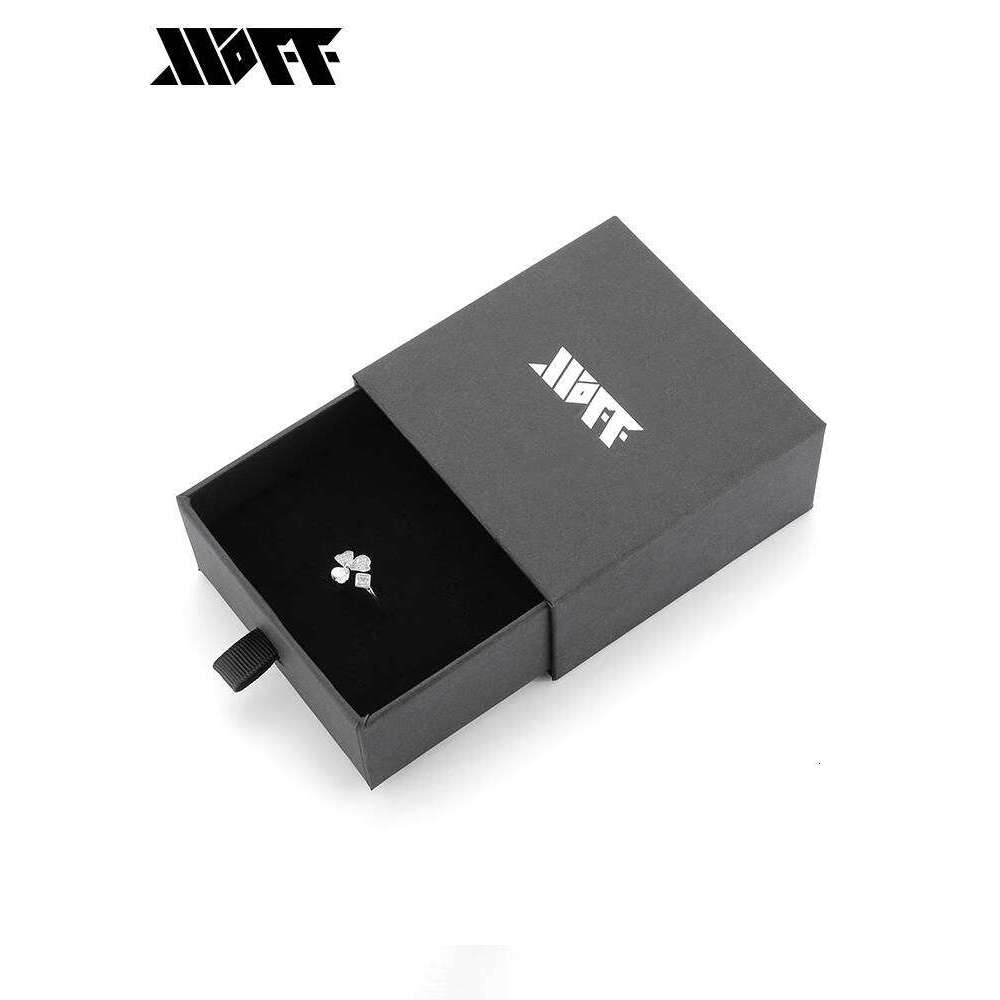 XXOFF Silver Inlaid with Diamonds Heart Lucky Clover Niche High-end Design Adjustable Women's Ring Gift