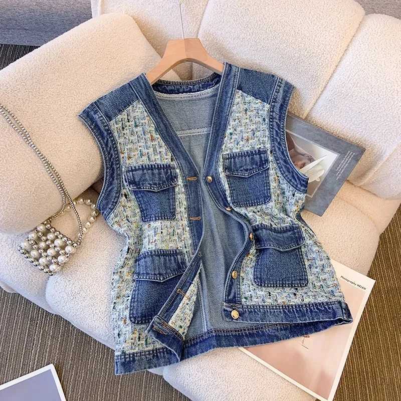Xiaoxiangfeng Denim Vest Coat Women Spring Autumn Cowboy Sleeveless Jacket 2025 New This Years Popular Waistcoat Female Tops Z250918