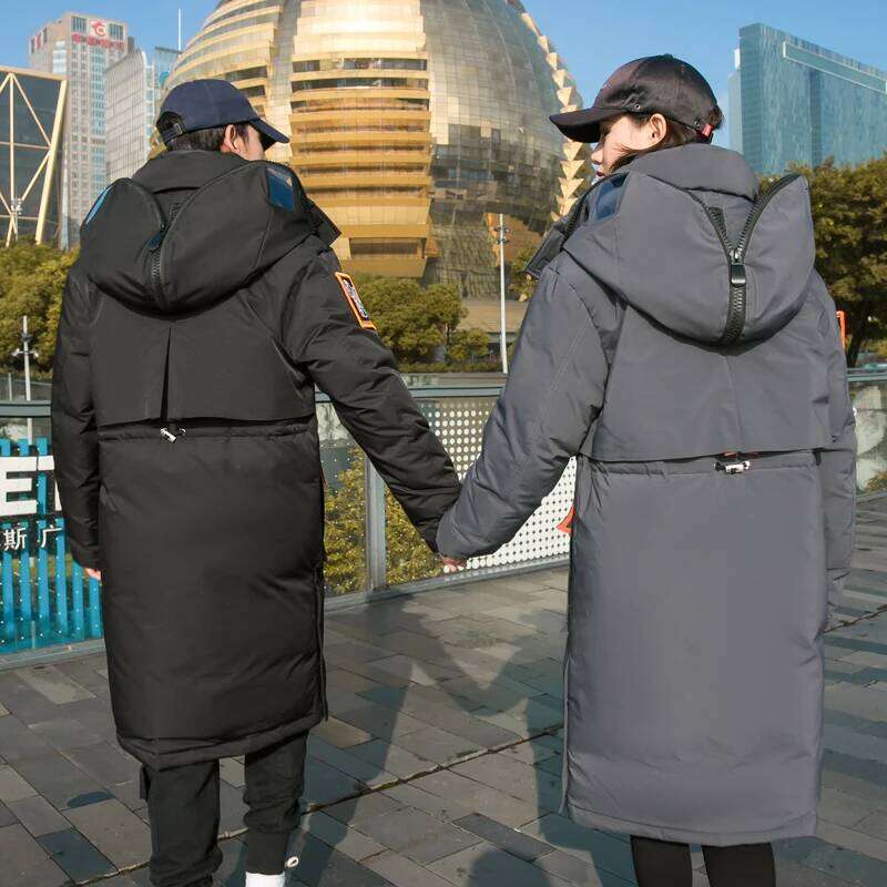Couple Top quality X-Long Men New Tide Brand Winter White Duck Jacket Cold Proof Women Hooded Down Coat parkas