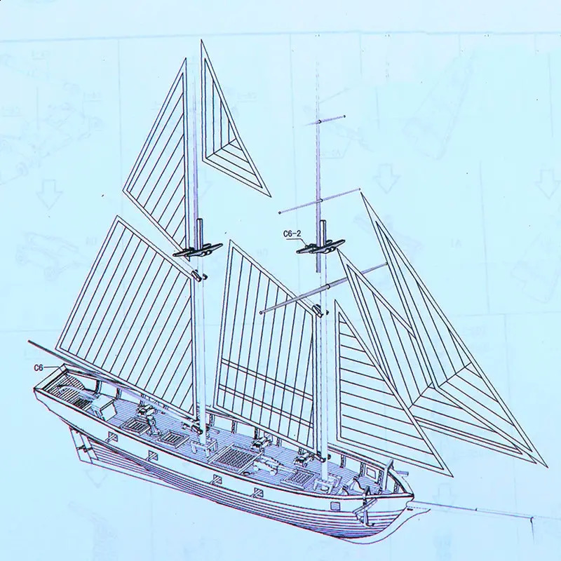 1100 Wooden Kit DIY Assembling Building Kits Ship Model Wooden Sailboat Toy Sailing Model Assembled 250918
