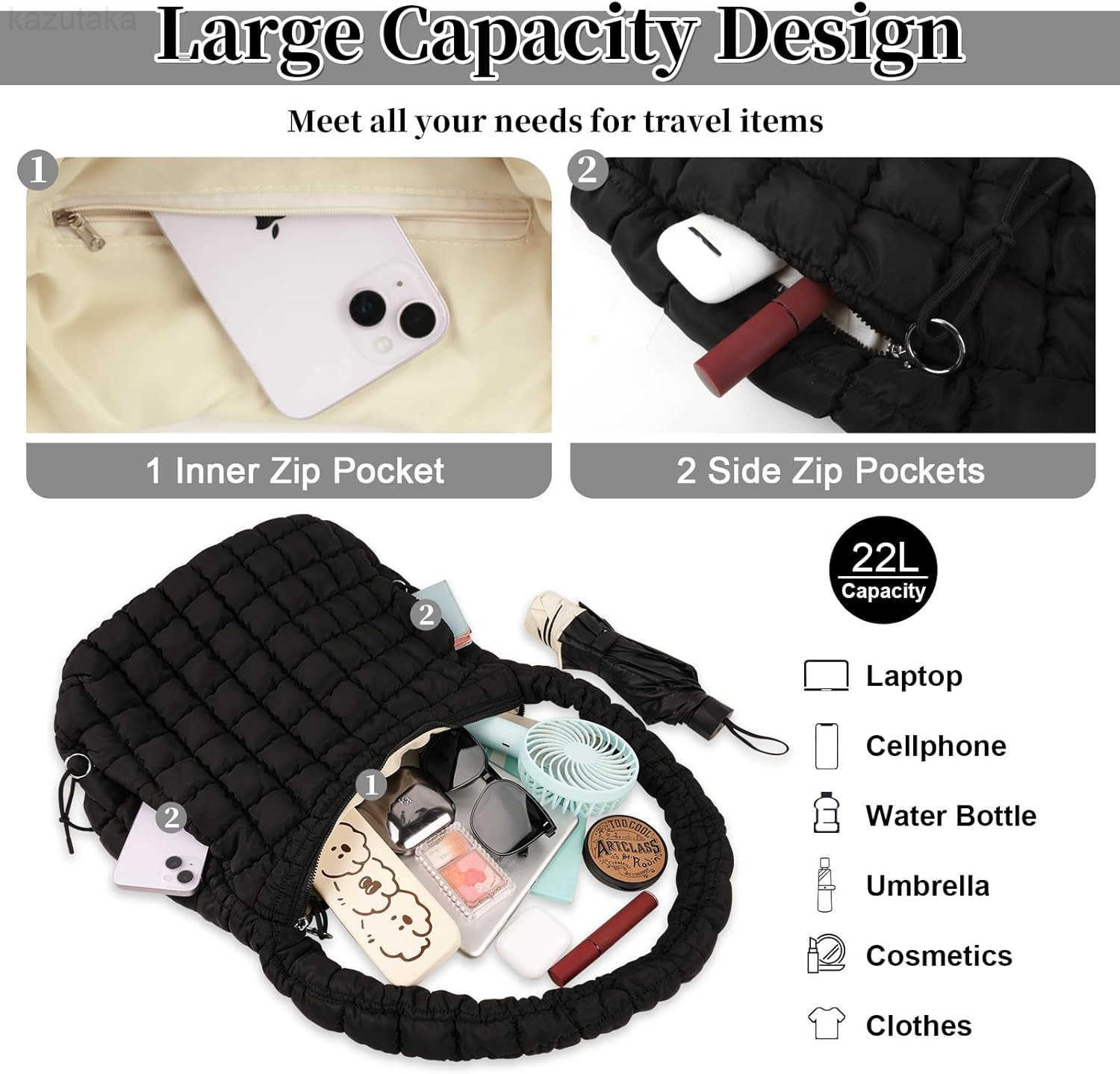 Quilted Puffer Tote Bag for Women Large Crossbody Bag Lightweight Nylon Puffy Carryall Hobo Puff Shoulder Bag Y260116