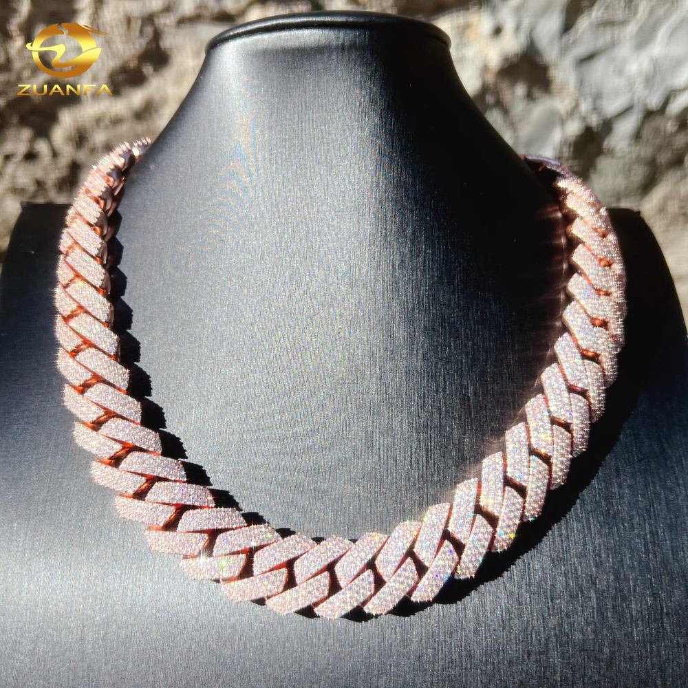 Big Size 26mm Hip Hop Jewelry Iced Out Miami Cuban Chain S925 Sterling Silver VVS Moissanite Rapper Cuban Link Chain Necklace