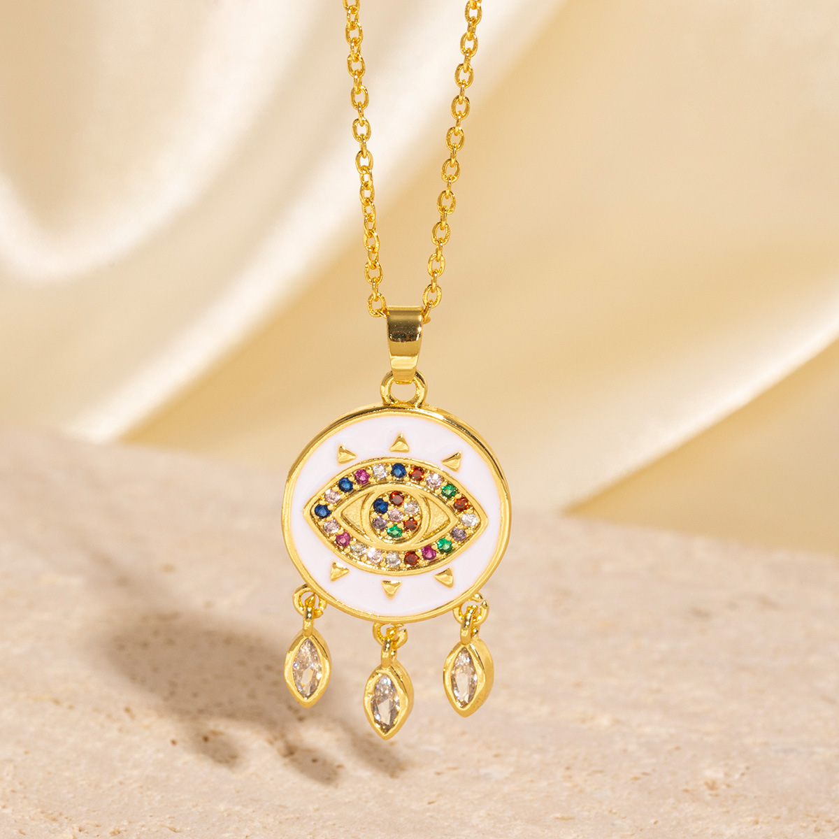 Gold - Toned Evil Eye Pendant Necklace With Vibrant Enamel Detailing Protective Daily & Stylish Jewelry Gift For Her High - Quality And Meaningful Acc