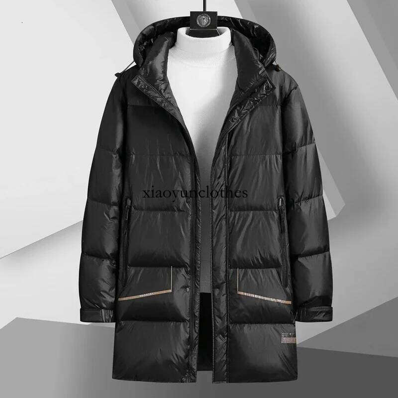 Men 2024 Winter Fashion Long White Duck Jacket Men's Solid Color Hooded Overcoats Male Loose Thicken Warm Down Coats P309