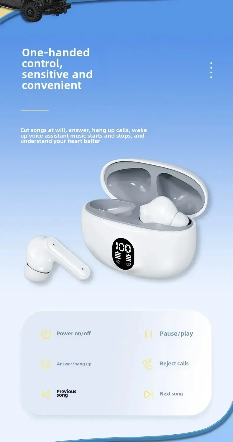 Wireless earbuds Bluetooth Earphone 5.3 ENC Earbuds LED Power Display TWS Sport Headphone with Mic for Smart Phone