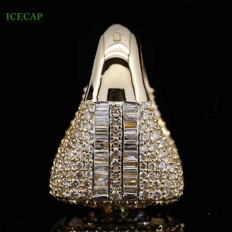 Personality 925 Silver Men Ring Charm baguette Cut VVS Moissanite Ring Past Diamond Tester Gold Jewelry