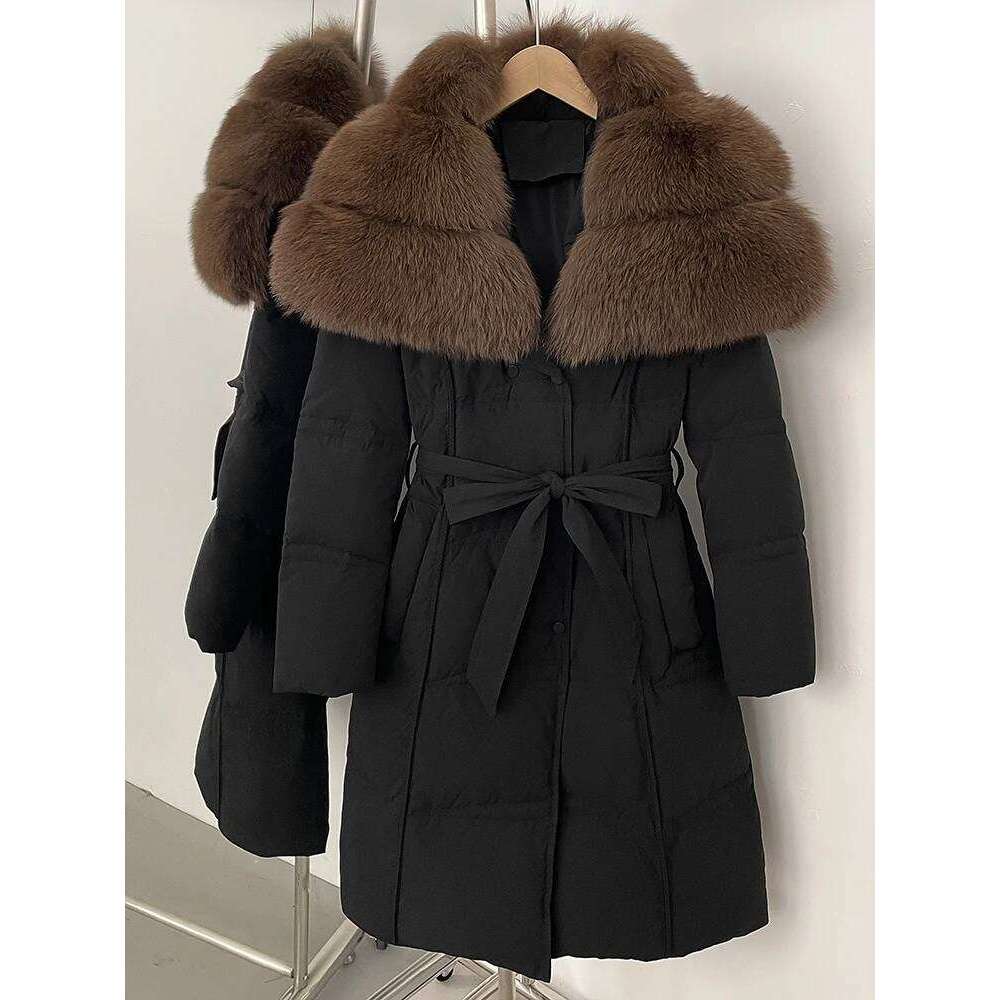 Thick Warm Long Real Fox Collar Down Coat New Autumn Winter Clothing Women Fashion Natural Fur Puffer Jacket Female