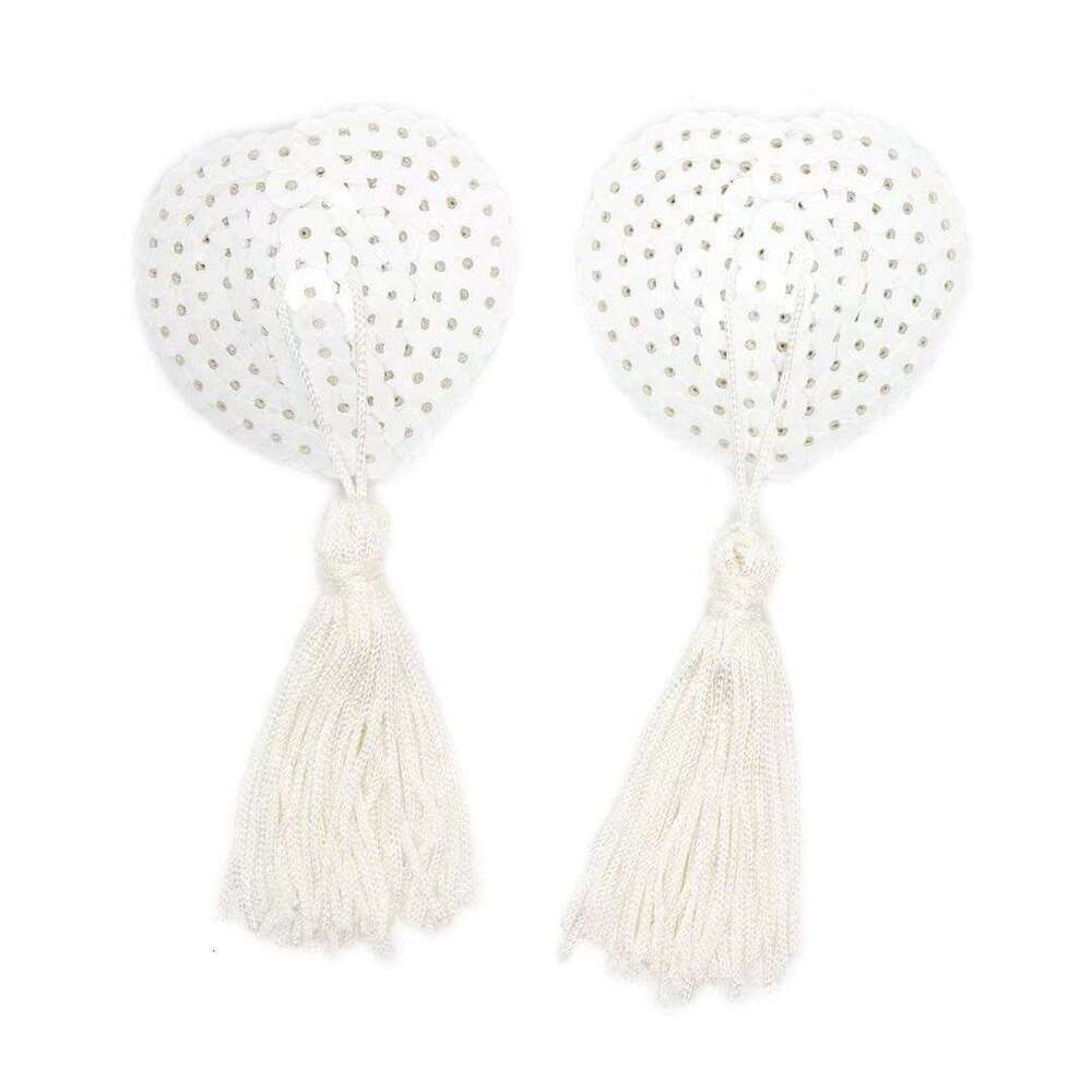 Sexy Fun Accessories Heart Tassel Christmas White Nipple Covers