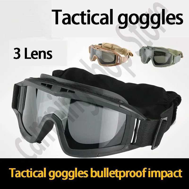 Tactical Goggles 3 Lens Windproof Shooting Hunting Glasses Eyewear Outdoor CS War Game Airsoft Paintball Glasses J250919