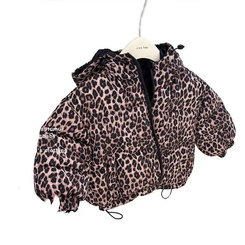 New Children's Leopard Print Padded Winter Hooded Thick Cotton Jacket For Boys and Girls Worn On Both Sides ddmyshoesvip