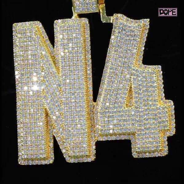 Hip Hop Moissanite Letter Pendant Double Layered Initial Charm Men 925 Silver Customized Trend Mossanite Pendant