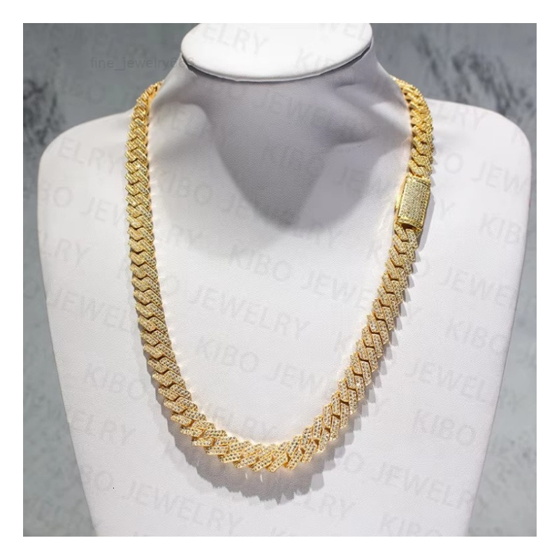 New Arrival 8mm 10mm 12mm Hip Hop Vvs Diamond Necklace Dropshipping Silvergold Plated Iced Out Cuban Link Moissanite Chain