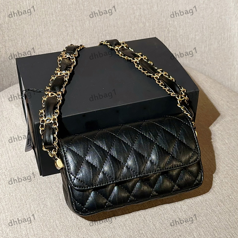 25k Pleated Checkered Tofu Bag Designer Lady Shoulder Bags Genuine Leather Gold Metal Buckle Matelasse Wide Chain Crossbody Hobo Underarm Sacoche Wallet 17/20cm