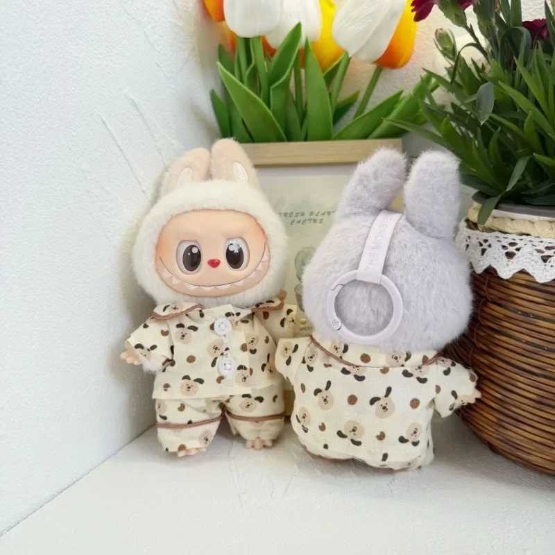 For Labubu clothes Silk Spotted Pajamas Luxe Sleepwear Outfit for 1517cm Labubu with Soft Polka Dot Design Replace accessories C250919