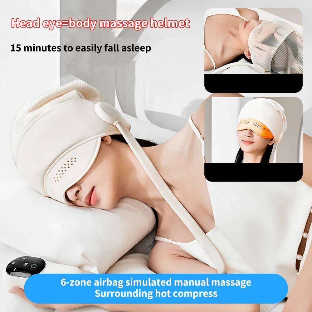 Eye Integrated Electric Heating Hot Compress Head Massager Migraine Cap Relax Improve Sleep Stress Relief