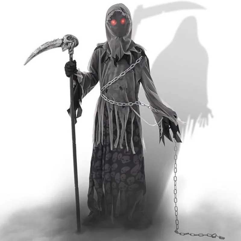 New Halloween Children Reaper Cosplay Costume Mystery Horror Cos Sickle Dress Up Kids Role Play Suit L250918