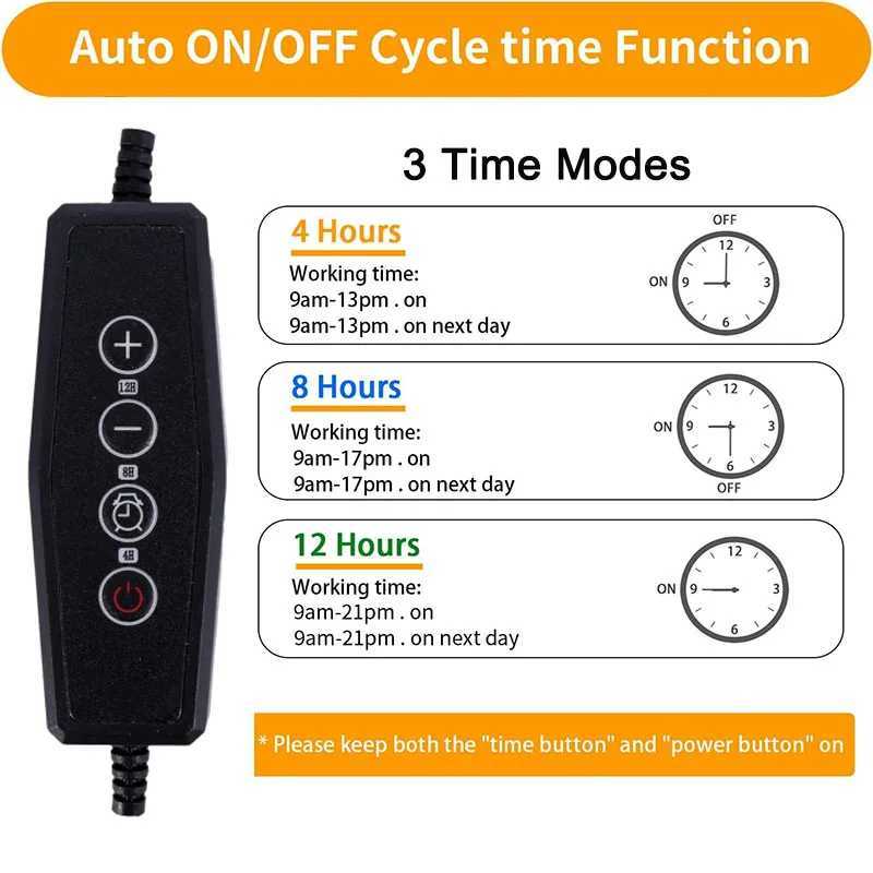 12pack TwoHead Clip Plant Grow Lights with Flexible Gooseneck 4812H Timer 3 Spectral Modes and 5 Dimmable Levels C250919