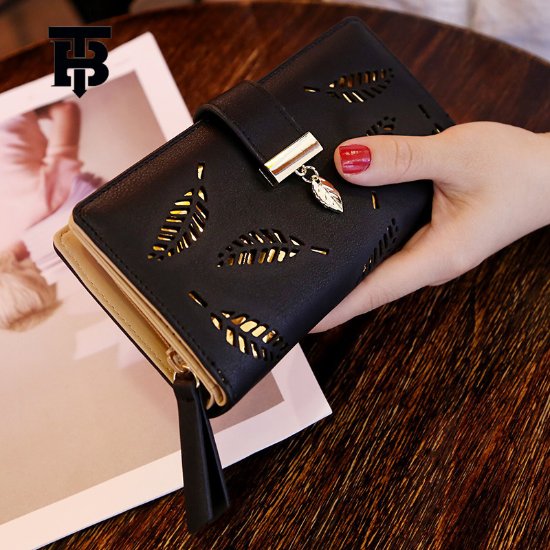 Designer Bag 2025 New Korean Style Women's Wallet Long Fashion Luxury Bag Clutch Hollow Leaf Zipper Buckle Wallet Women's Bag