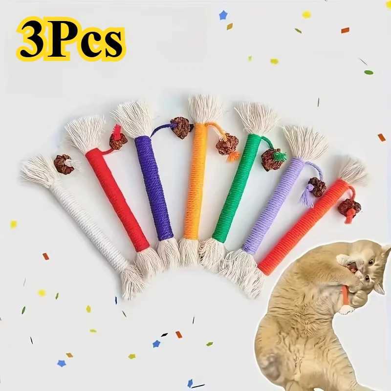 123Pcs Cat Toy Colorful Cotton Cat Teething Rope Durable Dental Health Chew Toy For Playful Cat Supplies Random Color gatos X250918