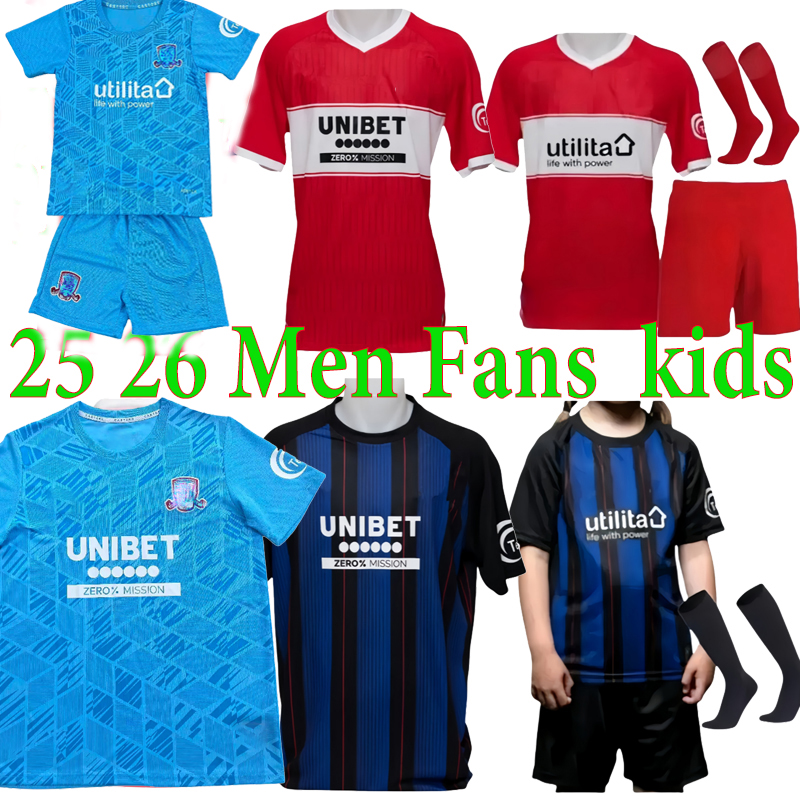 25 26 Middlesbrough Soccer Jerseys HACKNEY AZAZ FRY LATTE LATH DEN BERG JONES MCGREE 2025 football shirt Fans Player FORSS CLARKE men kids kit umniform set red Badge