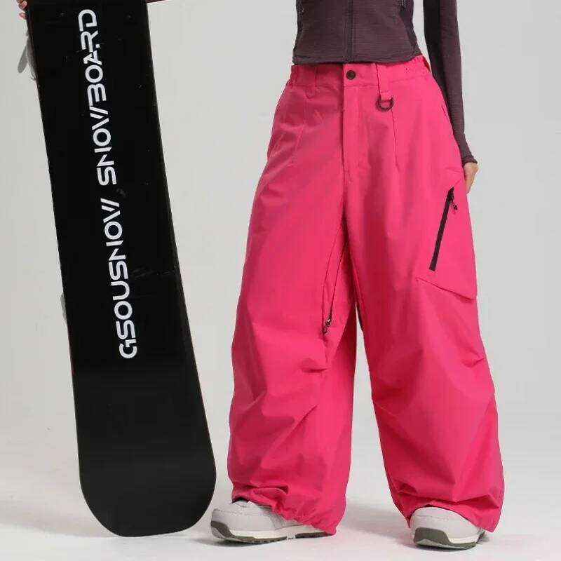 Women Waterproof Ski Pant Windproof Men Warm Snowboarding Trousers Outdoor Winter Sports Breathable Solid Baggy Skiing Strides