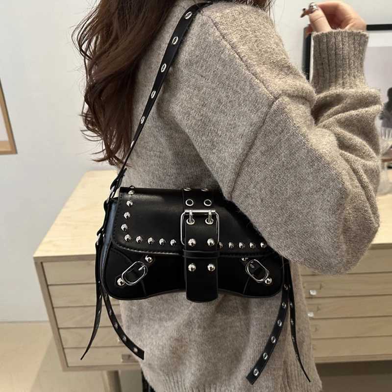 Womens Shoulder Bag Handbag Rivet Punk Armpit Bags Underarm Purse with Buckle For Daily Commutes Or Casual Travel Z250915